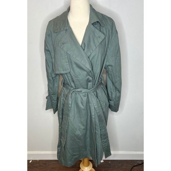 Madewell $188 Plus Textural Trench Coat Size 1X Architect Green NK352 - Picture 2 of 7